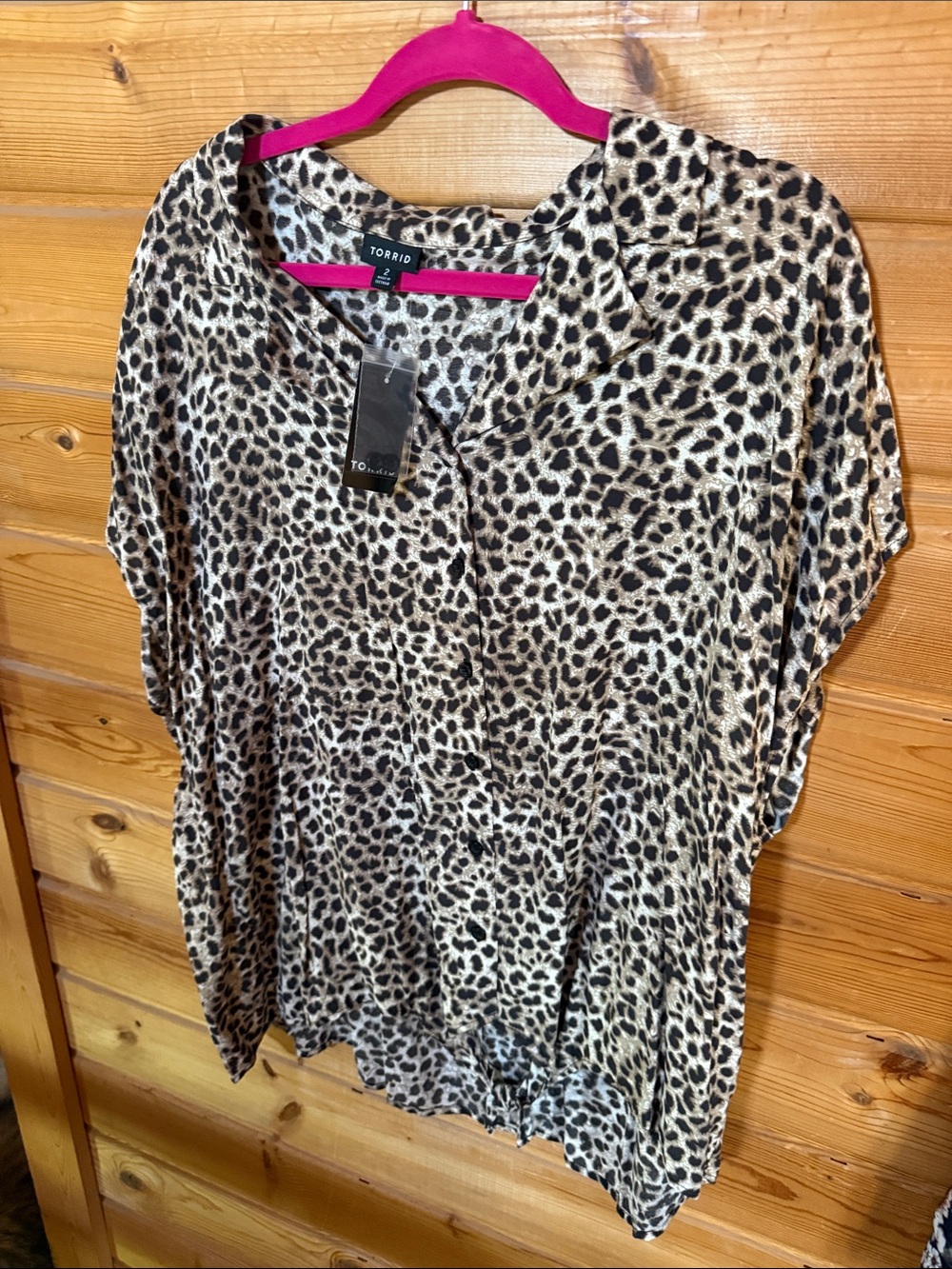 torrid Leopard Print Short Dolman Sleeve Top - Beige & Black